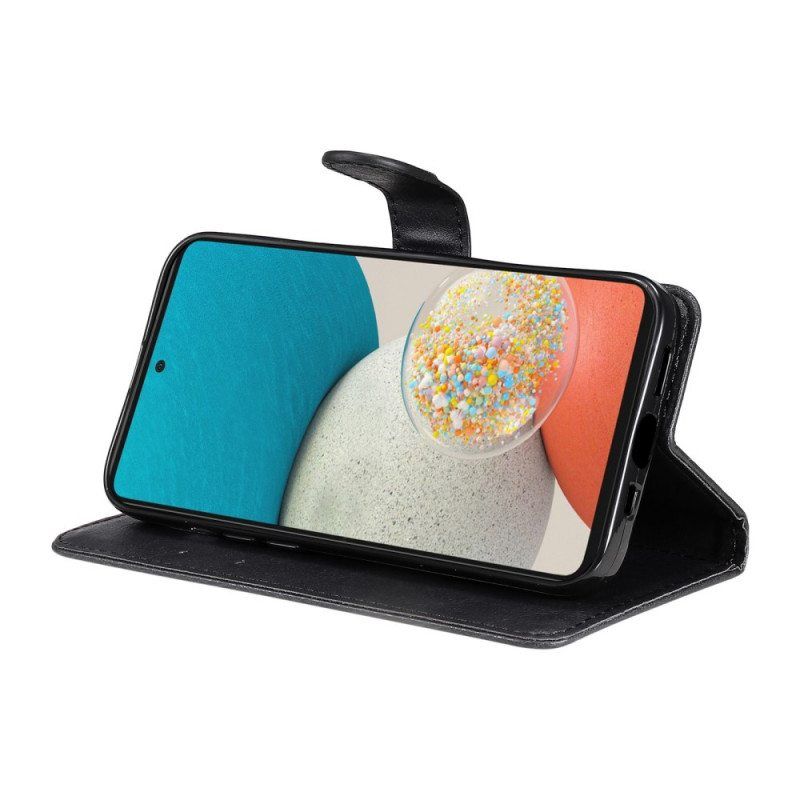 Flip Case Samsung Galaxy A53 5G Suojaketju Kuori Strappy Plain Leather Style