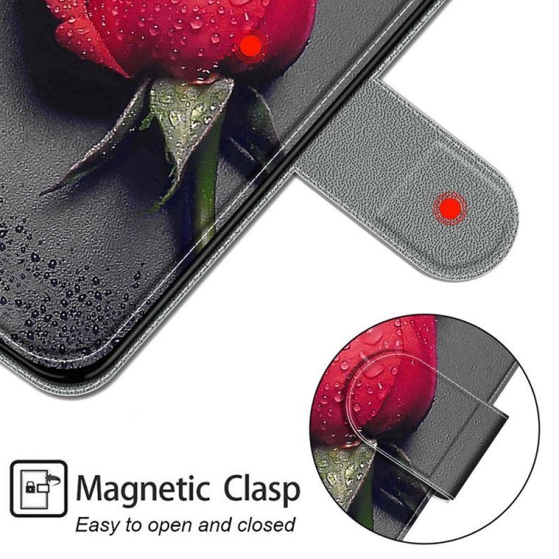 Flip Case Xiaomi Redmi Note 11 Pro Plus 5G Ruusuja Kaulanauhalla