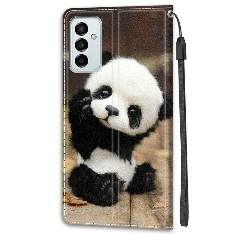 Kotelot Samsung Galaxy M23 5G Suojaketju Kuori Pikku Panda Hihnalla