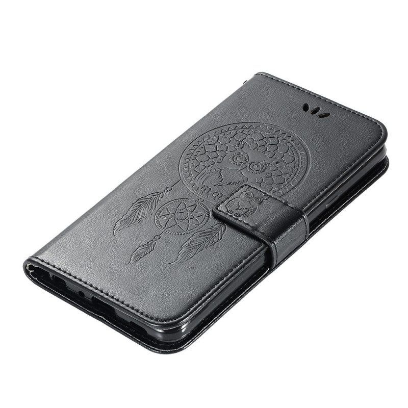 Kotelot Samsung Galaxy S22 5G Nahkaefekti Dreamcatcher Owl