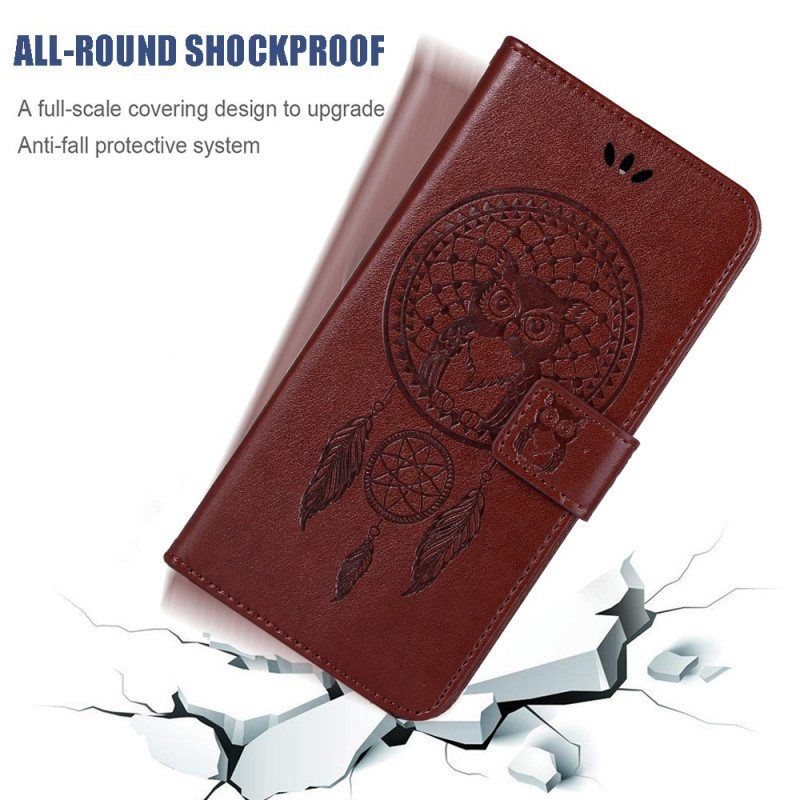 Kotelot Samsung Galaxy S22 Ultra 5G Nahkaefekti Dreamcatcher Owl