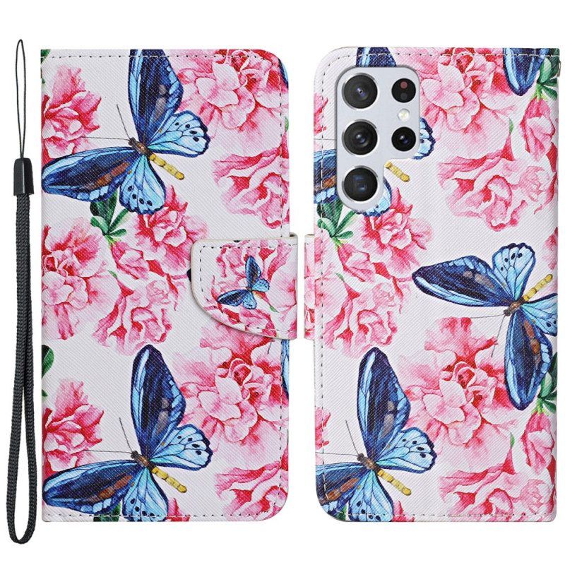 Kotelot Samsung Galaxy S22 Ultra 5G Perhoset Kukkanauha