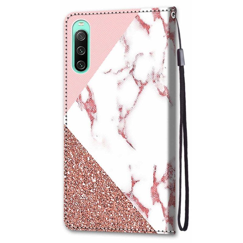 Kotelot Sony Xperia 10 IV Marmori- Ja Glitter-kolmio