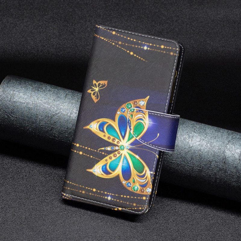 Kotelot Xiaomi Redmi Note 12 5G Golden Butterflies Kolikkokukkaro