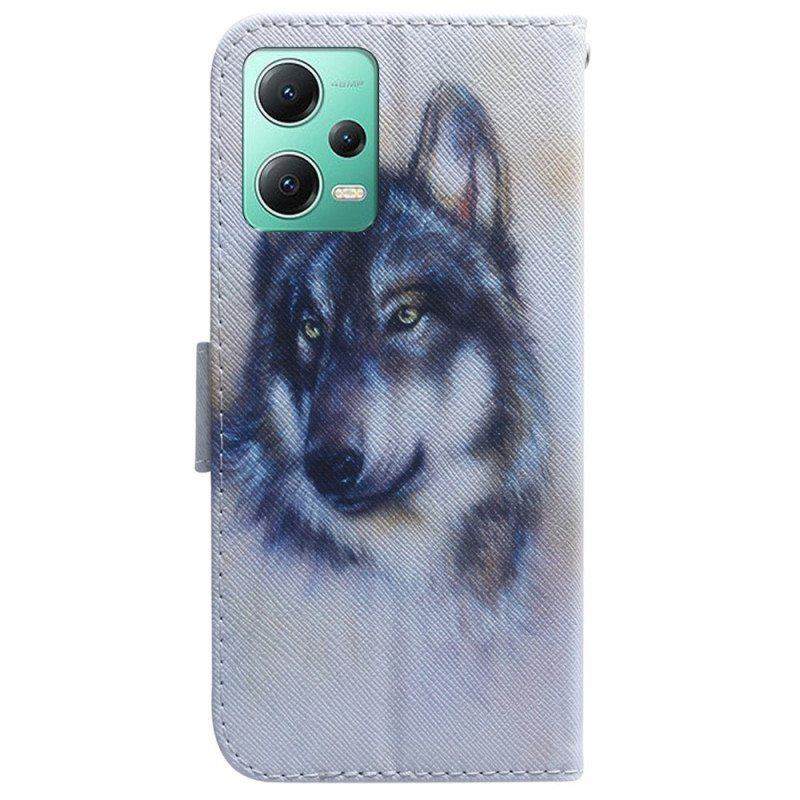 Kotelot Xiaomi Redmi Note 12 5G Suojaketju Kuori Strappy Watercolour Wolf