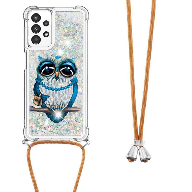 Kuori Samsung Galaxy A13 Kiristysnyörillä Paljetti Kiristysnyöri Miss Owl