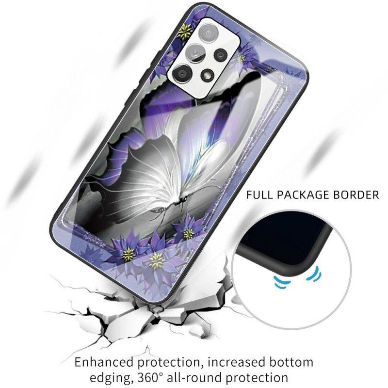 Kuori Samsung Galaxy A53 5G Purple Butterfly Karkaistu Lasi