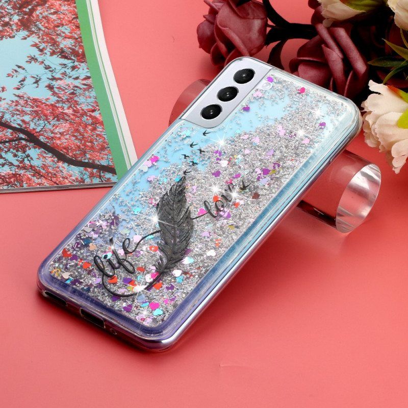 Kuori Samsung Galaxy S22 Plus 5G Life & Love Paljetteja