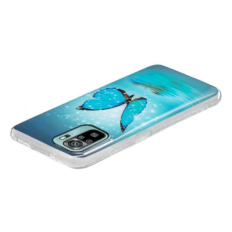 Kuori Xiaomi Redmi Note 10 / 10S Fluoresoiva Sininen Perhonen