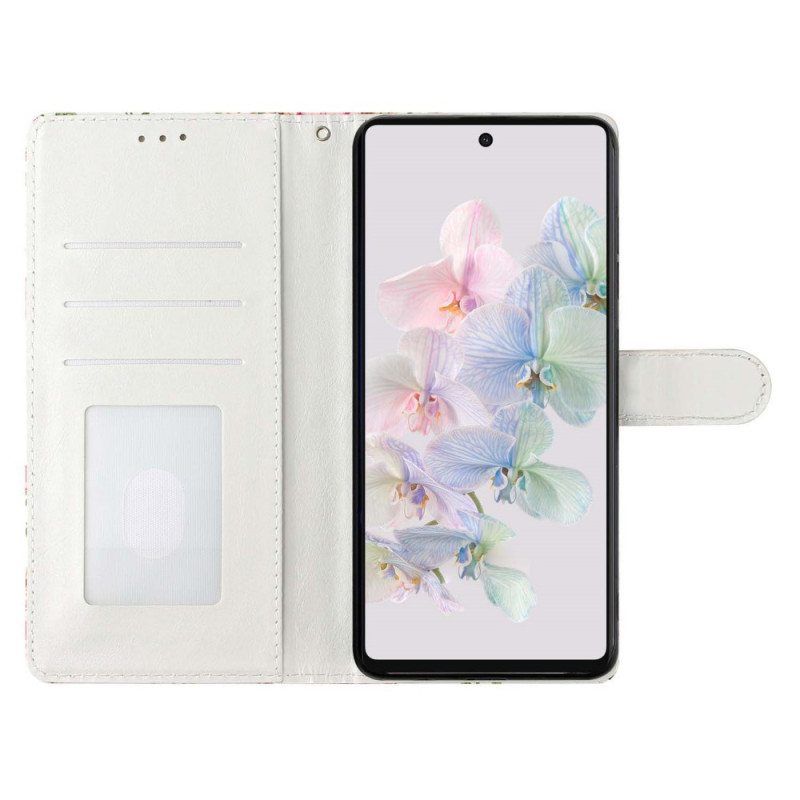 Nahkakotelo Google Pixel 7A Suojaketju Kuori Strappy Ananas