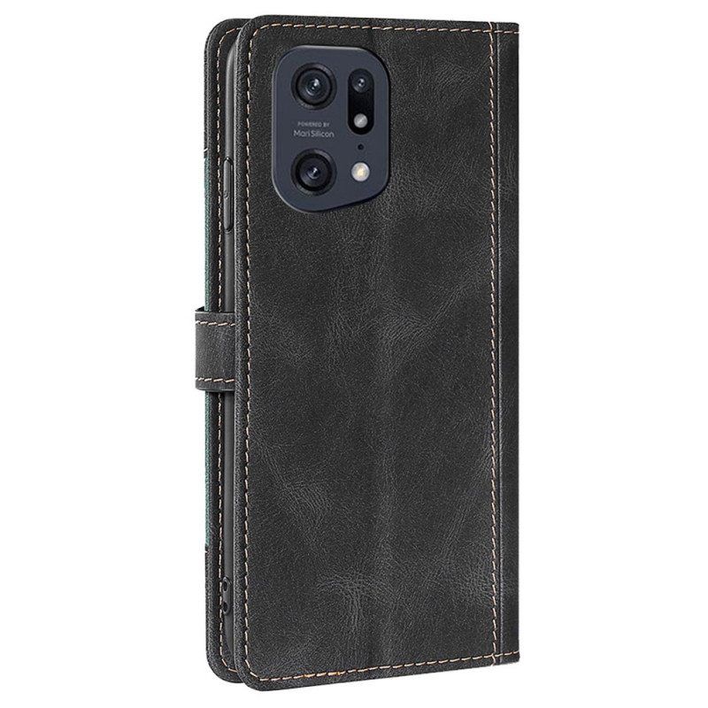 Nahkakotelo Oppo Find X5 Pro Keinonahka Bicolor Tyylikäs