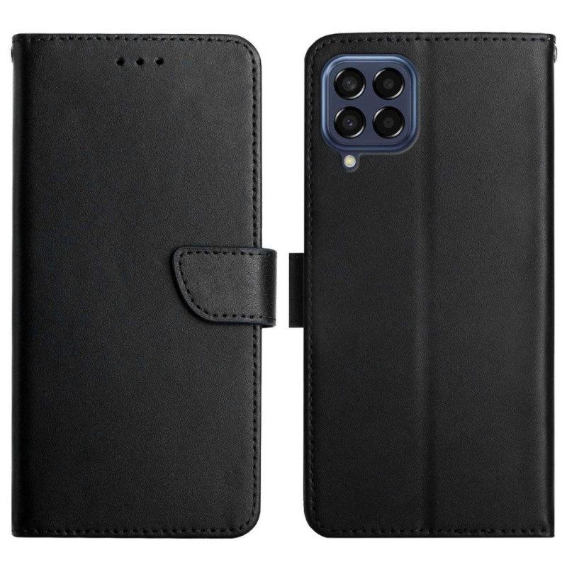 Nahkakotelo Samsung Galaxy M53 5G Aitoa Nappan Nahkaa