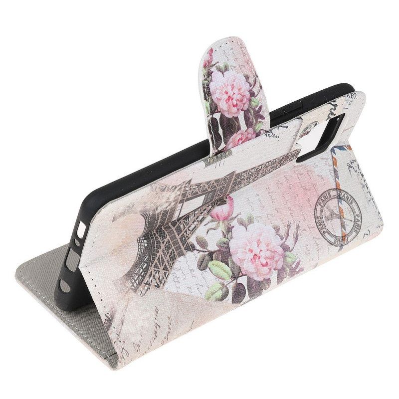 Nahkakotelo Samsung Galaxy M53 5G Vintage Eiffel-torni