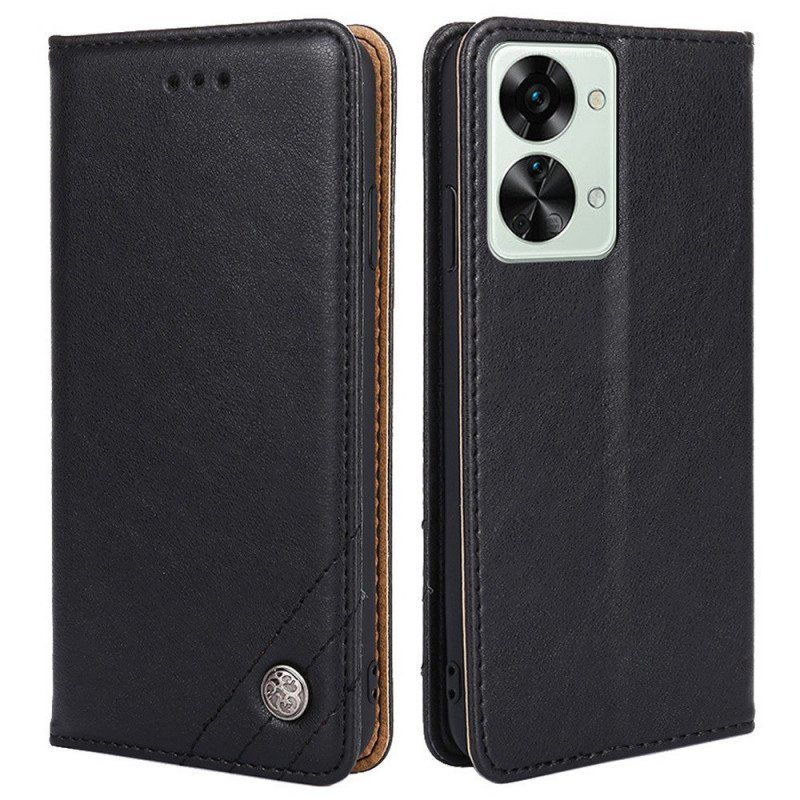 Puhelinkuoret OnePlus Nord 2T 5G Kotelot Flip Keinonahkaa Koristeellisella Niitillä