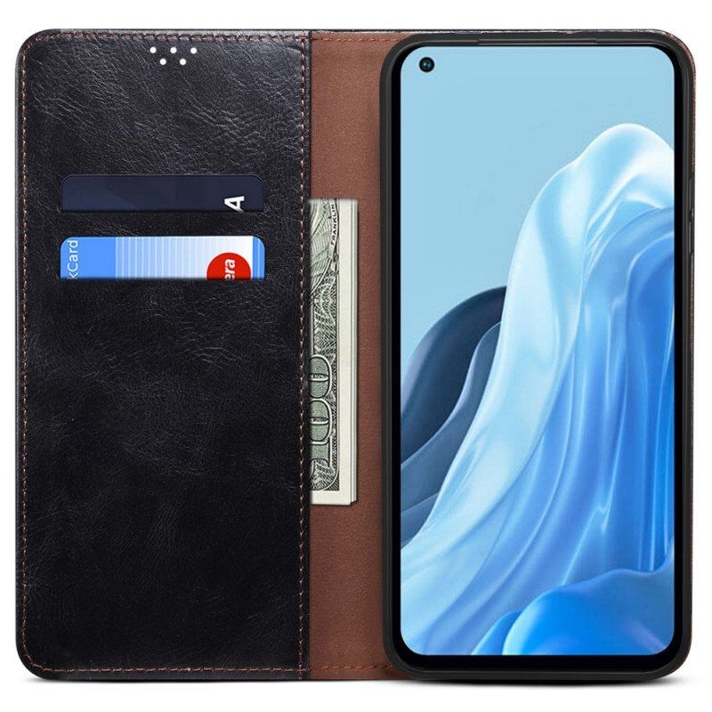 Puhelinkuoret Oppo Reno 7 Kotelot Flip Vahattua Tekonahkaa