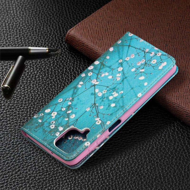 Puhelinkuoret Samsung Galaxy M12 / A12 Kotelot Flip Kukkivat Oksat