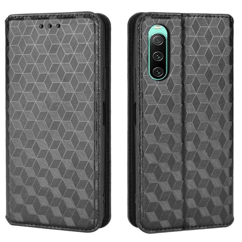 Puhelinkuoret Sony Xperia 10 IV Kotelot Flip 3d Kuutiot