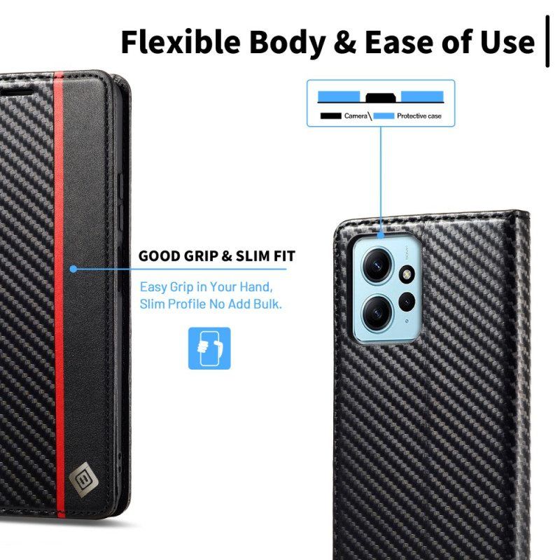 Puhelinkuoret Xiaomi Redmi Note 12 4G Kotelot Flip Hiilikuitu Lc.imeeke